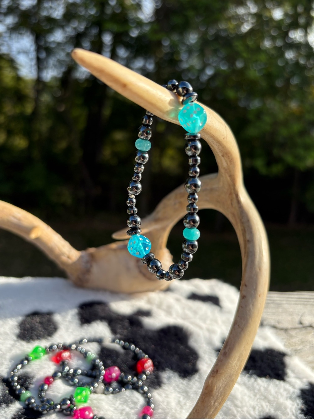 Blue Dice & Quartz Stretch Bracelets